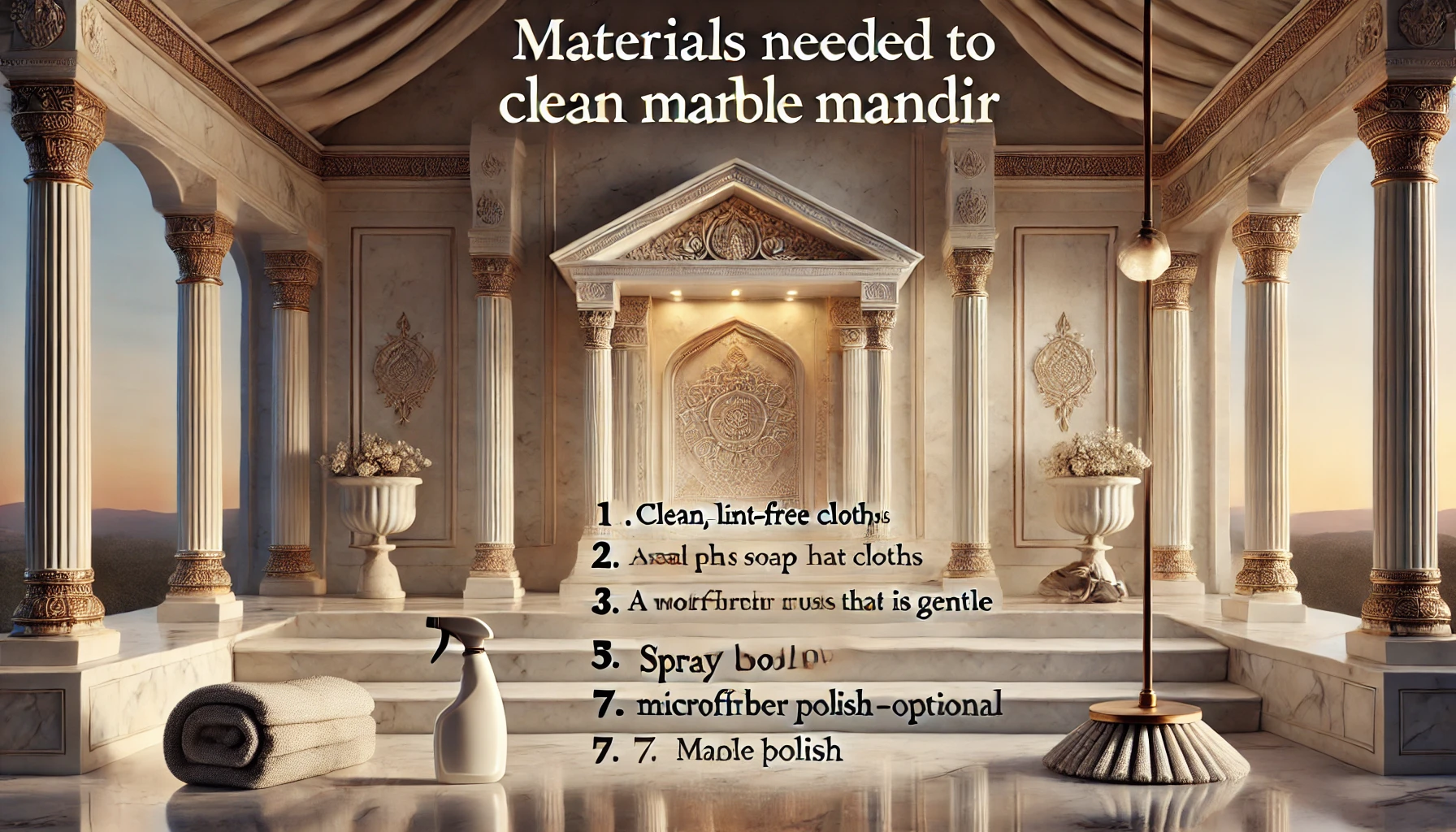 Materials needed for clean marble mandir at home
