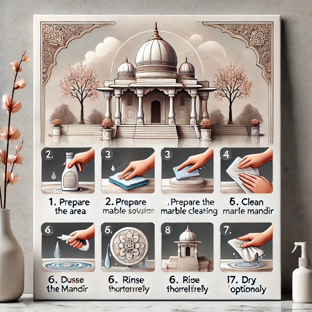 Step by step process for cleaning marble mandir at home