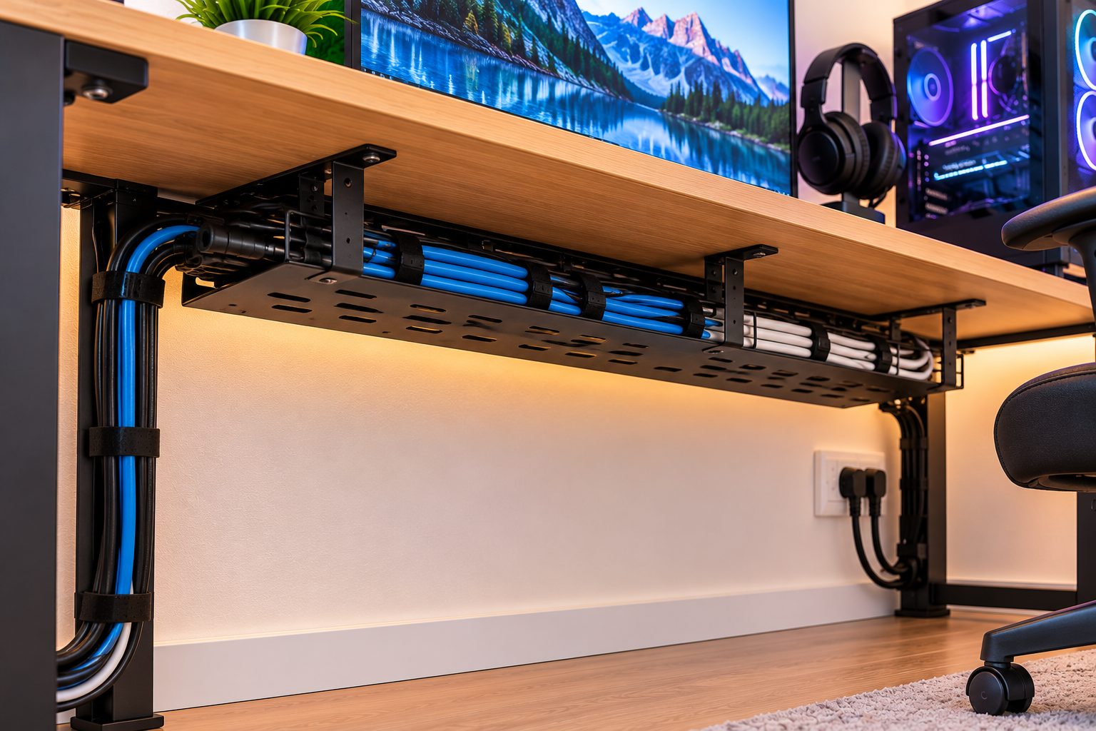 Install a Cable Tray Under the Desk