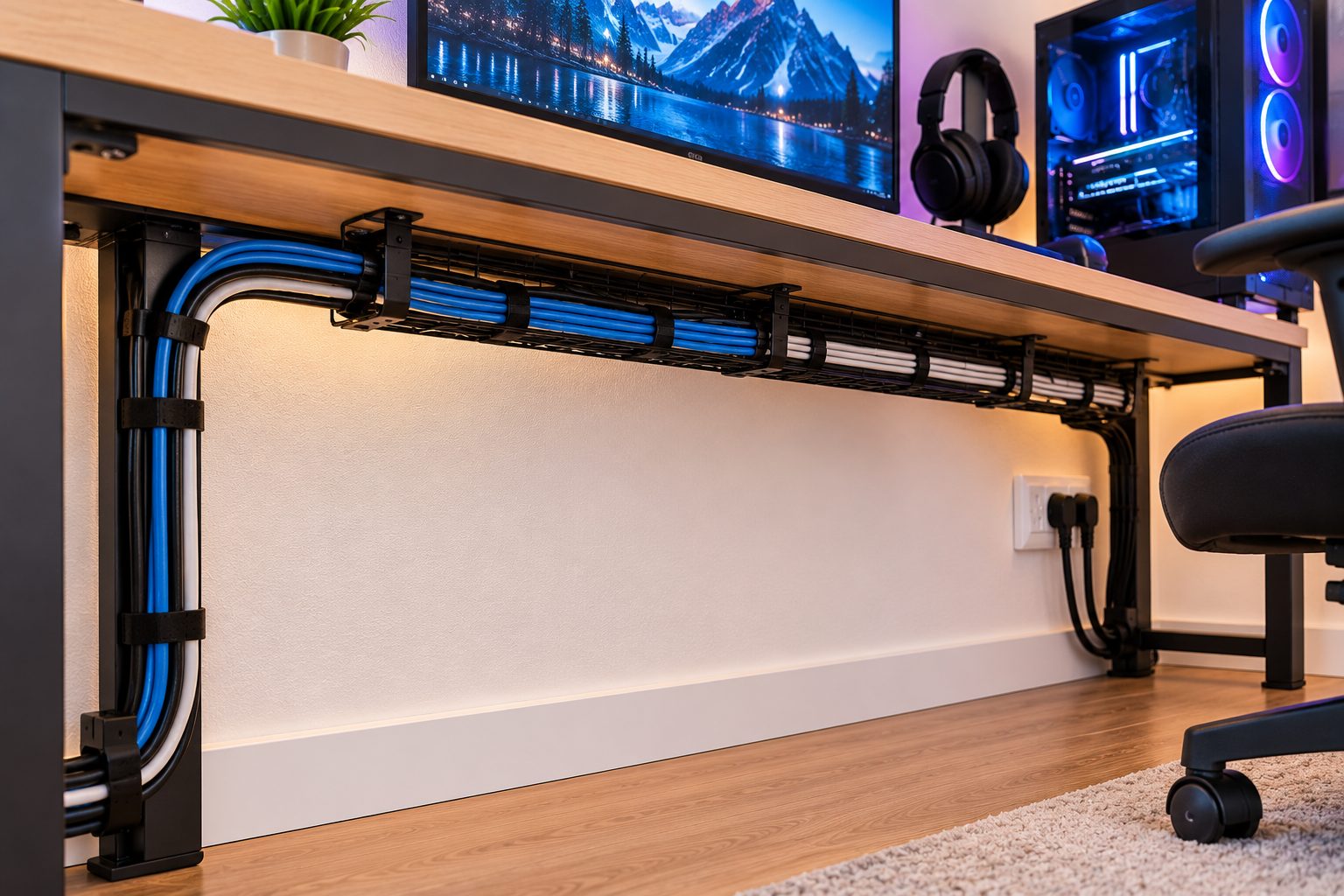 Route Cables Behind the Desk